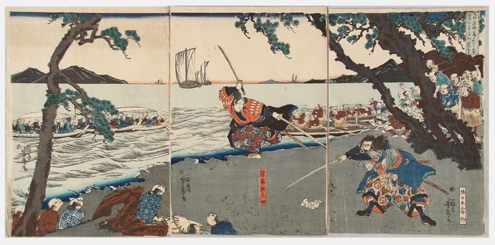 px Miyamoto Musashi Fights Sasaki Kojiro at Ganryujima Ukiyo e