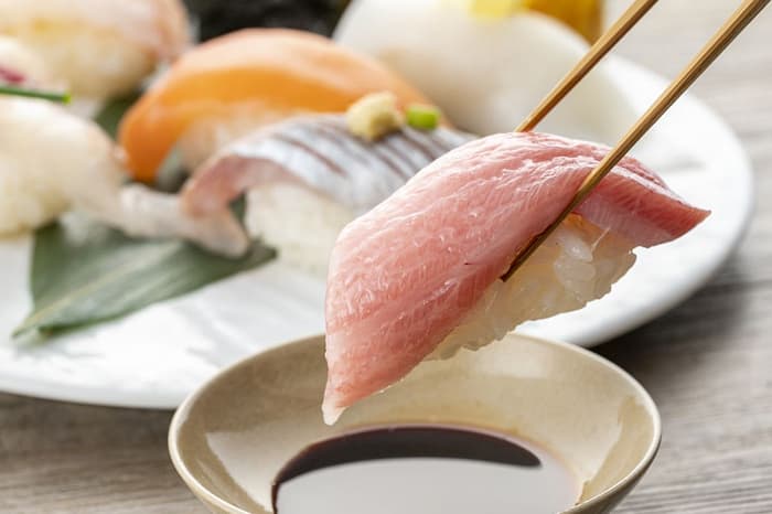 Nigiri sushi on a plate